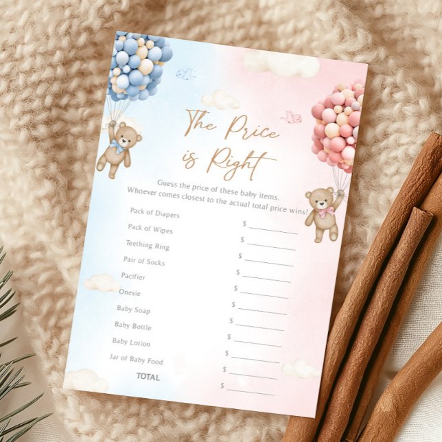 Papier Bear Balloon Gender Reveal Price is Right Game (Bear Gender Reveal Game)