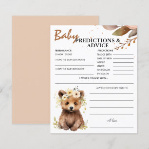 Papier Bear Cub Woodland Baby Predictions & Conseils Card