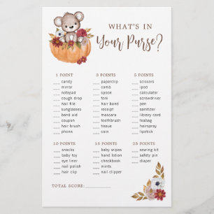 Papier Bear Fall Citrouille Jeu de Baby shower de bourse
