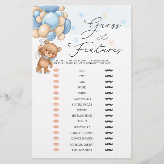 Papier Bear Guess The Baby Caractéristiques Baby shower J (Devant)