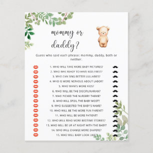 Papier Bear maman ou papa jeu de baby shower