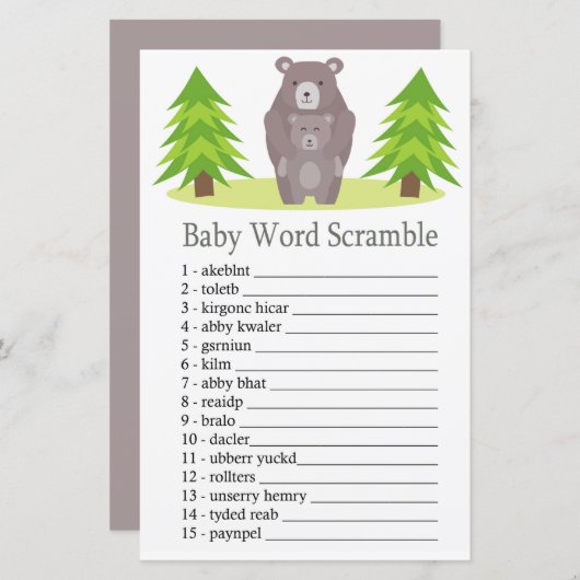 Papier Bear mignonne Baby jeu de mots brouillon (Devant / Derrière)