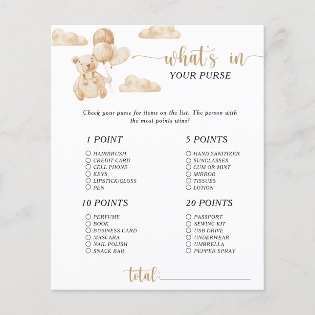 Papier Bear or font \ whes dans votre sac à main jeu (Devant)