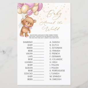 Papier Bear Pink Balloons Baby Around World Jeu