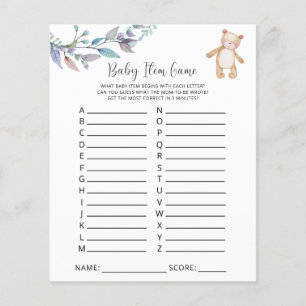 Papier Bearly Baby Item Jeu. Jeu baby shower