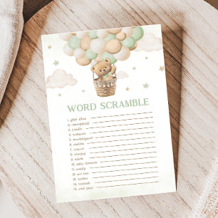 Papier Bearly Wait Green Baby shower Word Scramble Jeu