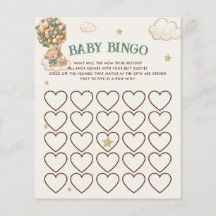 Papier Bearly Wait Green Balloons Baby shower Bingo Jeu