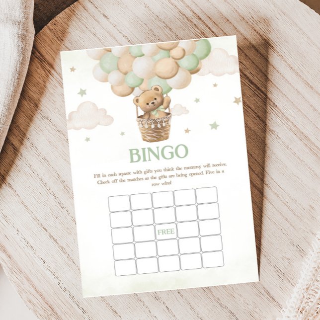 Papier Bearly Wait Green Bear Baby shower Bingo Jeu (Bearly Wait Bear Baby Shower Bingo Game)