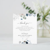 Papier beau bleu florals funérailles merci note (Debout devant)