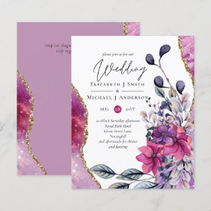 Papier Beau BUDGET Violet Rose Floral Agate Mariage