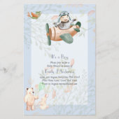 Papier Beau Invitation Baby shower de pilotes d'avion (Devant)