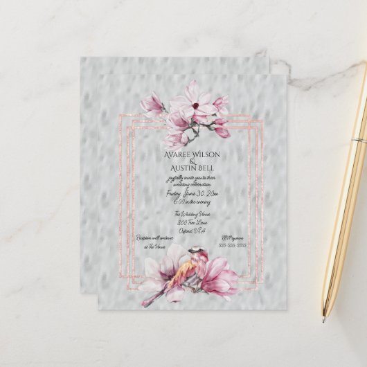 Papier Beau Magnolias Rose Gold (Devant/Arrière en situation)