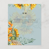 Papier Beau Mariage en herbe Pampas tournesol (Dos)