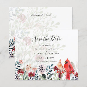 Papier Beau Mariage ROUGE CARDINAL Oiseaux