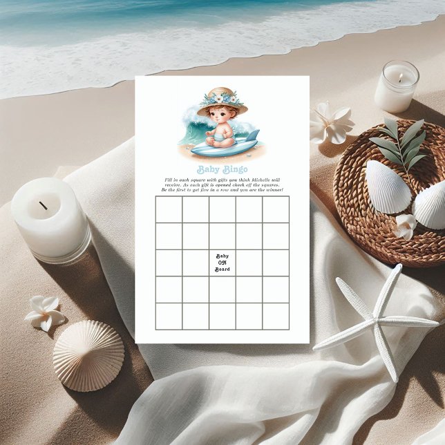 Papier Bébé à bord Baby shower de plage Jeu de Bingo (Baby on Board Beach Baby Shower Bingo Game)