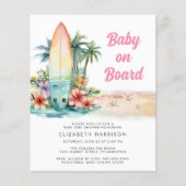 Papier Bébé À Bord De Plage Surf Bébé Fille Invitation do (Devant)