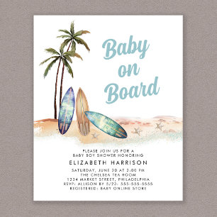 Papier Bébé À Bord Surf Plage Baby shower Invitation