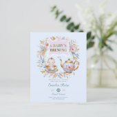 Papier Bébé Bleu Brassage Tea Party Douche Floral Brunch (Debout devant)