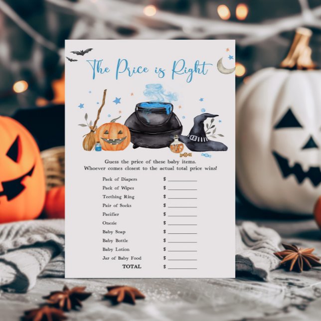 Papier Bébé bleu brasse Le prix est le bon jeu (Baby is Brewing Baby Shower The Price is Right Game)