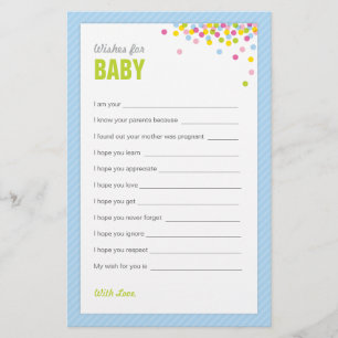 Papier Bébé - Bleu - Sprinkle / Voeux Baby shower pour bé