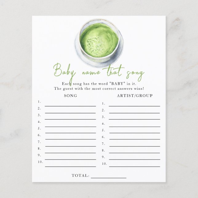 Papier Bébé boit du matcha - jeu de devinette de chanson (Devant)