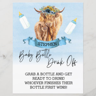 Papier Bébé Bouteille Boire De Jeu Douche Highland Cow