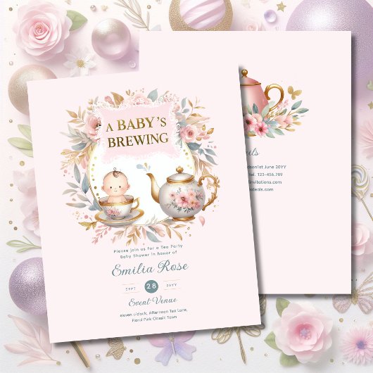 Papier Bébé brassage Baby shower Faire-part Tea Party