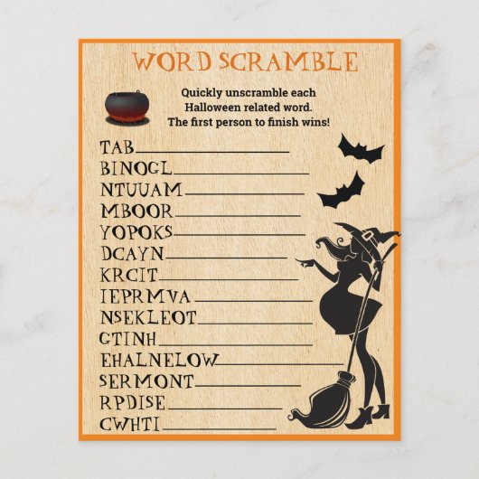 Papier Bébé brassage Douche Halloween sorcière jeu (Devant)
