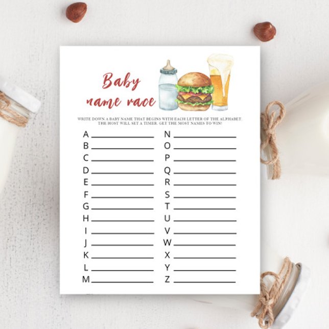 Papier Bébé brasse de la bière - Jeu de course de noms de (Créateur téléchargé)