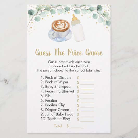 Papier Bébé Brasse Du Café Devinez Le Jeu De Prix (Devant)