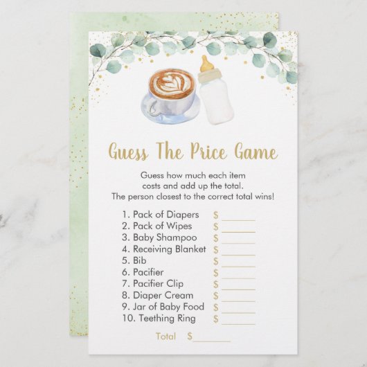 Papier Bébé Brasse Du Café Devinez Le Jeu De Prix (Devant / Derrière)