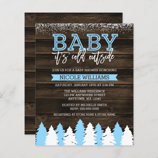 Papier Bébé budget c'est froid dehors Baby shower de garç (Devant / Derrière)