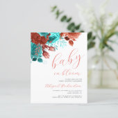 Papier Bébé budget en Fleur Corail Turquoise Baby shower  (Debout devant)