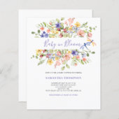 Papier Bébé Budget En Fleur Rose Floral Douche Invitation (Devant / Derrière)