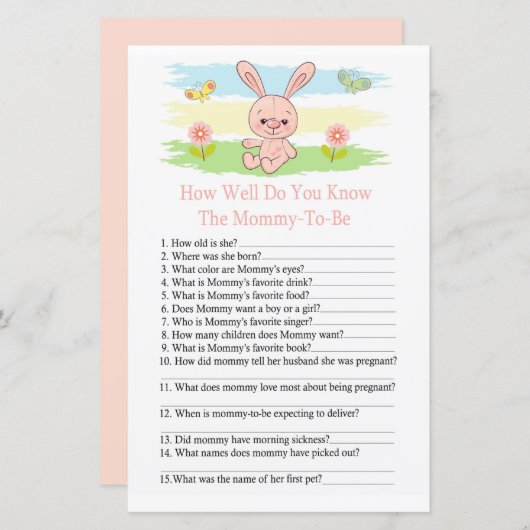 Papier Bébé Comment bien connaissez-vous le jeu baby show (Devant / Derrière)