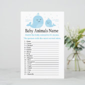 Papier Bébé de baleine mignonne Animaux Nom Jeu (Debout devant)