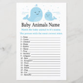Papier Bébé de baleine mignonne Animaux Nom Jeu (Devant)