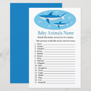 Papier Bébé de requin Animaux Nom Jeu
