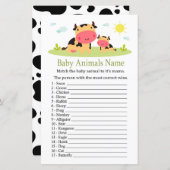 Papier Bébé de vache Animaux Nom Jeu (Devant / Derrière)