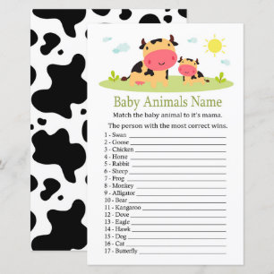Papier Bébé de vache Animaux Nom Jeu