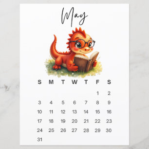 Papier Bébé Dragon Mai Douce Fantaisie Calendrier Mensuel
