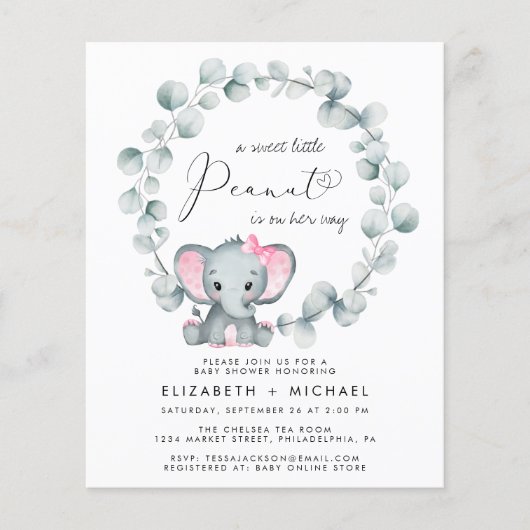 Papier Bébé Eléphant mignon Couples Douche Invitation (Devant)