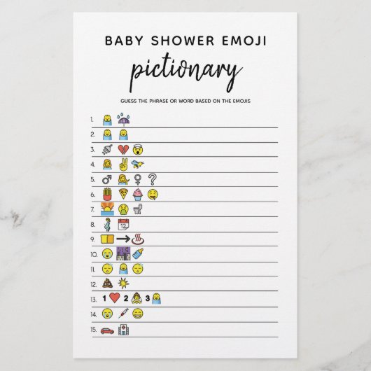 Papier Bébé Emoji minimaliste Baby shower jeu (Devant)