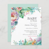 Papier Bébé en Fleur Aquarelle Florale Douche Invitations (Devant / Derrière)
