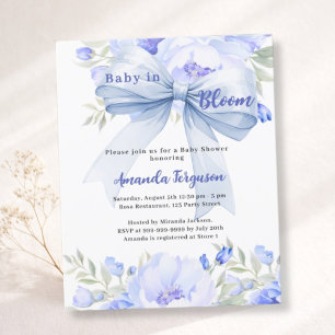 Papier Bébé en fleur bleu arc garçon Baby shower invitati