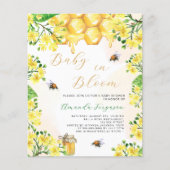 Papier Bébé en fleurs abeilles jaunes Baby shower budgéta (Devant)