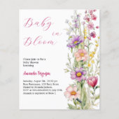 Papier Bébé en fleurs Baby shower rose fleuri invitation (Devant)