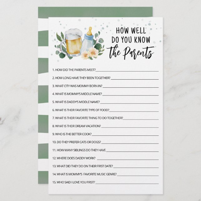 Papier Bébé est en train de brasser Comme vous connaissez (Devant / Derrière)