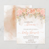 Papier Bébé Fleur de Pêche Bohème Aquarelle Shower (Devant / Derrière)