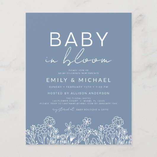 Papier Bébé Fleur sauvage budget en Fleur Douche Dusty Bl (Devant)